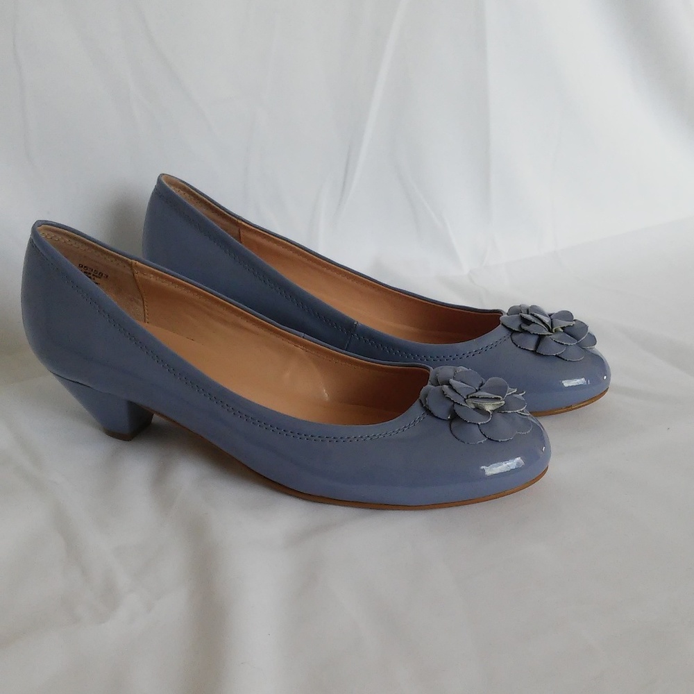 BIJOU by AJ Valenci Blue Patent Leather Heels
